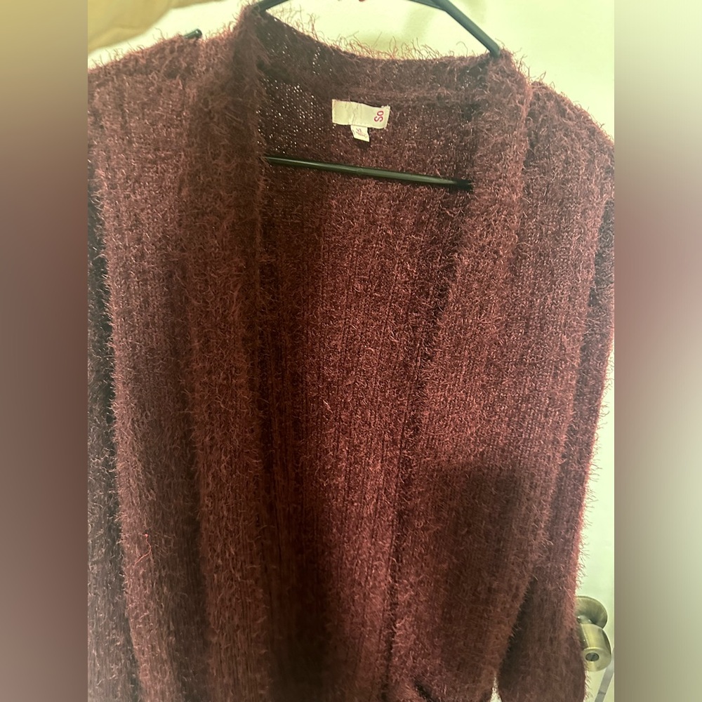 So Fuzzy Red Cardigan NWT